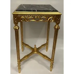 Casa Padrino Barock Beistelltisch Gold / Schwarz - Quadratischer Antik Stil Tisch mit Marmorplatte - Wohnzimmer Möbel im Barockstil - Antik Stil Möbel - Barock Möbel