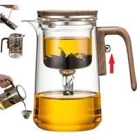 Magische Glas-teekanne Mit Siebeinsatz, 720 Ml Enchanti-teekanne, Transparente Magnetische Teekanne, Teekanne Mit Druckknopfbedienung Und Sieben Für Losen Tee, Kaffee Und Nachmittagstee