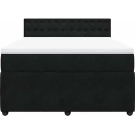 vidaXL Boxspringbett mit Matratze Schwarz 140x200 cm Samt