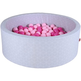KNORRTOYS Bällebad soft geo cube grey inkl. 300 Bälle soft pink