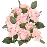 Toddmomy 2st Kerzengirlande Künstlicher Kranz Blumensäulenfarbe Lila Floraler Kerzenring Rosenblumenkranz Hochzeitslayout-Requisiten Kegelkerzenringe Rosenkranz Bankett Mini Plastik