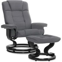 MCombo Relaxsessel 9019 Kunstleder 77 x 100 x 132,5 cm Grau mit Hocker