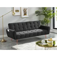 vente-unique Schlafsofa Klappsofa 3-Sitzer - Samt - Anthrazit - POLANI