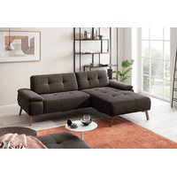 exxpo - sofa fashion Ecksofa »Sassari, L-Form«, im skandinavischen Design mit Steppung und Holzfüßen braun
