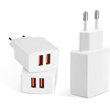 CREAPICO USB Stecker (3 Stücke), 5V2.1A 2-Port Ladegerät USB Netzteil, Ladeadapter für iPhone-, Samsung-, Huawei-, Xiaomi-Handys, Tablets, E-Books, Kopfhörer, Lautsprecher, Smartwatches - Weiß