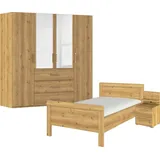 rauch Schlafzimmer-Set Komplettschlafzimmer Schlafzimmer EVELYN, (Set, 3-tlg., inkl. SOFT-CLOSE-FUNKTION), Schrank und Bett in 2 Breiten, Nachttisch mit Paneel MADE IN GERMANY braun