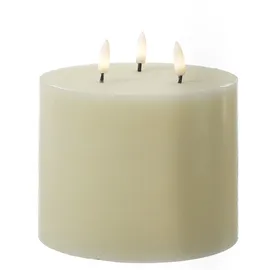 MARELIDA XXL LED 3 Docht Kerze Echtwachs Timer D: 15cm H: 15cm creme