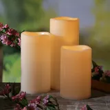 MARELIDA LED Kerzenset XXL für Außen flackernd outdoor 3 Größen Timer creme Set