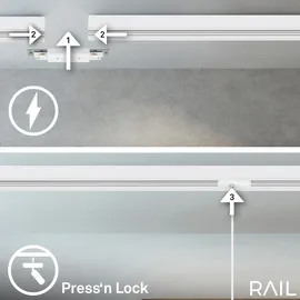 Briloner - Schienensystem Rail Komplettset, 4x LED Pendel dimmbar, Lampen, Lichtschienensystem Decke, Strahler Schiene, Deckenlampe, Deckenleuchte, Pendellampe, Pendelleuchte, 1,5m, Weiß
