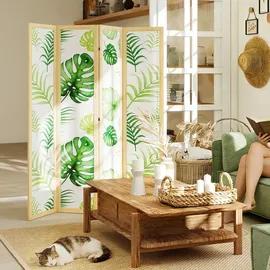 Homcom Paravent-160L x 1,8B x 170H cm-Naturholz+Grün | Gr.: onesize