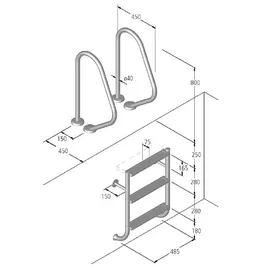 Ideal Edelstahl Modell 04 Eichenwald Poolleiter geteilt Ø40