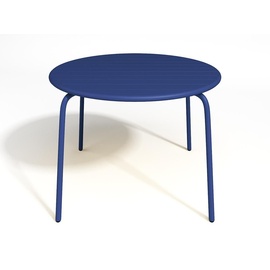 MYLIA Garten-Essgruppe: Tisch D. 110 cm + 4 stapelbare Stühle - Metall - Dunkelblau - MIRMANDE von MYLIA