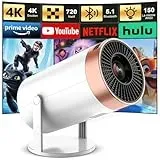 Mini Beamer 4k UnterstüTzt Android 13 Smart Projector 5G WiFi 6 BT 5.2 Mini Projektor Full HD 1080P Auto Horizontal Trapezoid Correction Beamer 180° Drehbarer Videoprojektor Kompatibel Phone HDMI USB