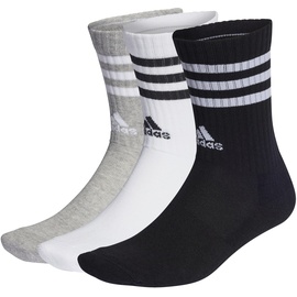 adidas 3-Stripes Cushioned Crew Socken 3er Pack medium grey heather/white/black/white 49-51