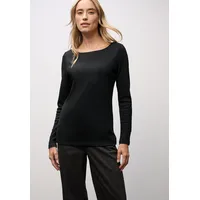 STREET ONE Damen 3228737 Basic Langarmshirt, Black, 44