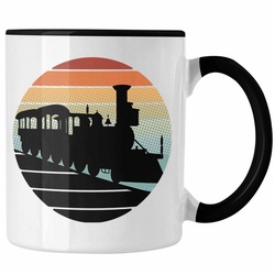 Trendation Tasse Lustige Eisenbahn Tasse für Eisenbahner Geschenk Vintage Grafik schwarz