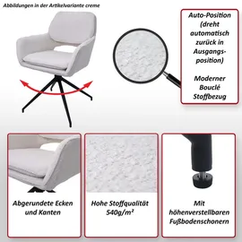 MCW Esszimmerstuhl MCW-N74, Küchenstuhl, drehbar Auto-Return, Stoff Bouclé (540g/m2) creme