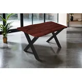 Esstisch 120x80 cm Baumkante Holz Nussbaum-Optik X-Gestell Metall schwarz JOSY - Braun