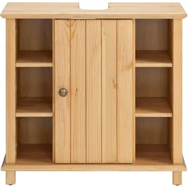 Home Affaire Waschbeckenunterschrank HOME AFFAIRE "Vili", beige (geölt), B:60cm H:65cm T:30cm, Holzwerkstoff, Schränke, Waschbeckenunterschrank, Badezimmerschrank im Landhaus-Look, mit 6 Fächern, aus Massivholz
