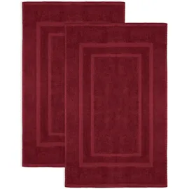 NatureMark 2er Pack Badvorleger | Premium Qualität | 100% Baumwolle | 50 x 80 cm | Duschvorleger Duschmatte Doppelpack | Farbe: Bordeaux rot