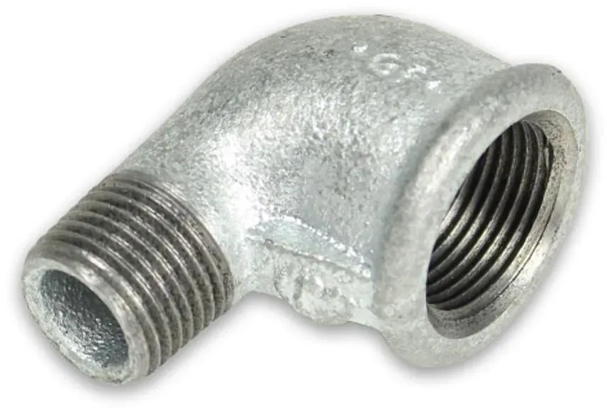 Temperguss Gewindefitting 90° Winkel reduziert (IG/AG) (Ausführung: 3/4''IG - 1/2''AG)