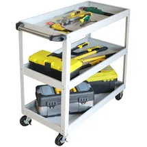 Relaxdays Werkstattwagen, mit 3 Ebenen, mobiler Montagewagen, bis 100 kg, HxBxT: 76 x 35 x 78 cm, grau