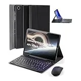für Samsung Galaxy Tab A9+ Plus (2023)/Tab A11+ PLUS (2025) Hülle 11 Zoll mit aufladbarer kabellose Bluetooth Deutsche Zeichen Tastatur (QWERTZ)und Maus, Schlitzhülle Magnetisch Keyboard case Schwarz
