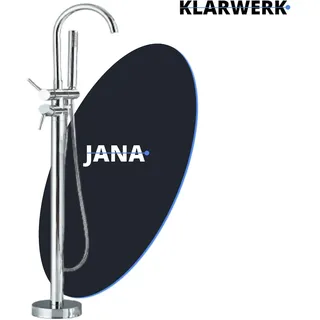 klarwerk JANA | Premium Freistehende Armatur für die Badewanne in Chrom | Edelstahl Standarmatur inkl. Handbrause |Mischbatterie Badewanne Bodenmontage Hotel