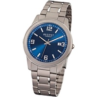 REGENT Herren-Armbanduhr Titan/Blau F-840
