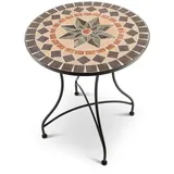 Raburg Gartentisch Mosaiktisch, Balkon- und Terrassentisch, 60 cm Ø, 72 cm hoch, Mayla (rund), liebevolle Handarbeit, Mosaikmuster, schwarzes Metallgestell grün|orange