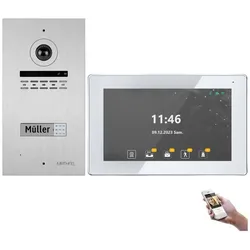 1 Familienhaus 2 Draht BUS WLAN Video-Türsprechanlage HD 170 Grad Weitwinkelkamera -Außenstation in Silber 1x 10" Monitor