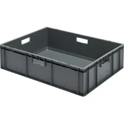 LA-KA-PE Transport-Stapelkasten B800xT600xH210 mm gelb, geschlossen mit Griffloch