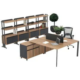 JV Möbel Doppelarbeitsplatz 0 x 0 x 0 cm Beige/Braun