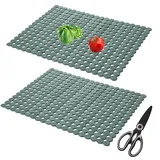 Spülbeckeneinlage, 2 Stück Spülbeckenmatte, 30 x 40 cm Spülmatte, PET Zuschneidbar Spülbeckeneinlage, Abtropfmatte, Blanco Spüle Zubehör, Mit Schere, Für Keramik/Edelstahl Spülen (Grün Transluzent)