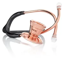 MDF Classic Cardiology - Klassisches Kardiologie-Zweikopf-Stethoskop - mit Bruststück und Kopfteil aus rostfreiem Stahl - schwarz/Roségold (MDF797RG-11)