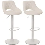 Mendler 2er-Set Barhocker HWC-N64, Barstuhl Tresenhocker, Fußablage drehbar, Kunstleder Metall ~ weiß