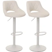 Mendler 2er-Set Barhocker HWC-N64, Barstuhl Tresenhocker, Fußablage drehbar, Kunstleder Metall ~ weiß