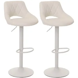 Mendler 2er-Set Barhocker HWC-N64, Barstuhl Tresenhocker, Fußablage drehbar, Kunstleder Metall ~ weiß