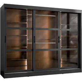 Mirjan24 Schwebetürenschrank Norlio 250 x 203 x 65 cm Schwarz