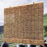 Outdoor Vorhang Schnurlose Bambusrollo Aussenbereich Wetterfest Bambus Jalousien 50 60 70 80 90 100 110 120 130 140 150cm breit Blind Screen Fenster Innen Außen Sichtschutz Außenrollo Gardinen Rollo(S