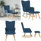 Vidaxl - Schaukelsessel mit Hocker Blau Stoff