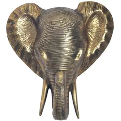 KADIMA DESIGN Wanddeko Elefant Aluminium Gold Afrika 41 cm Tierkopf, Design Wanddekoration Metall Deko Alu Modern, Wohndeko Exotisch, Wandskulptur Dekoration