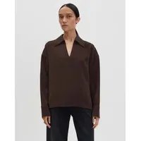 Someday Langarmbluse | ZOFIRA Loose Shirtbluse mit Johnnykragen Dark