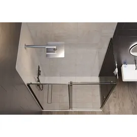 Bernstein Eckdusche mit Schiebetür NT806 flex Schwarz matt Nano Graues Glas 120x90 cm 6mm ESG-Sicherheitsglas