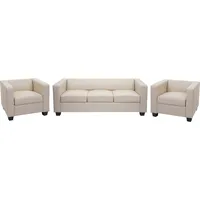 MCW 3-1-1 Couchgarnitur Lille, Kunstleder ~ creme