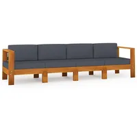 vidaXL 4-Sitzer-Gartensofa mit Dunkelgrauen Auflagen Massivholz Akazie