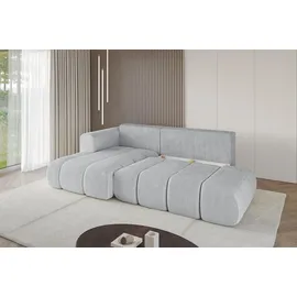 altdecor Ecksofa Cord mit Schlaffunktion 2-Sitzer Grau