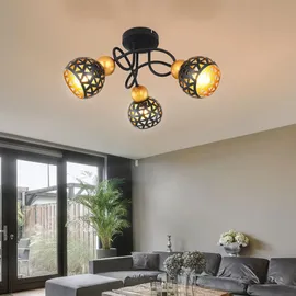 GLOBO Deckenleuchte 3-flg. Metall schwarz gold 39x20 cm