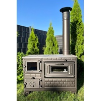 Outdoor-Küchenofen Terrassenofen 9 kW Kuzine Soba/Gartenküche Holzofen Ofen mit Holzkohle (Brennkammertür: Glas)