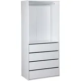 sweeek Kleiderschrank Modul mit 4 Schubladen 45 x 180 x 45 cm Weiß